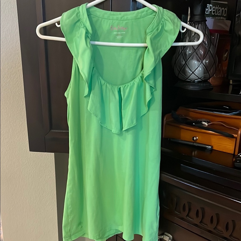 Green Sleeveless Ruffle Top